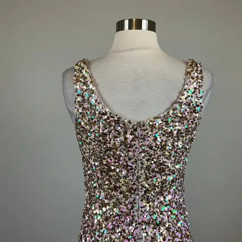 Alex Evenings Sequined Column Evening Gown Size 4 Pink and Gold Formal Dress