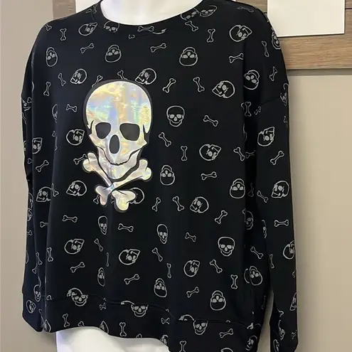 Pumpkins & Potions Skulls and Bones Long Sleeves Crewneck Pullover Shirt