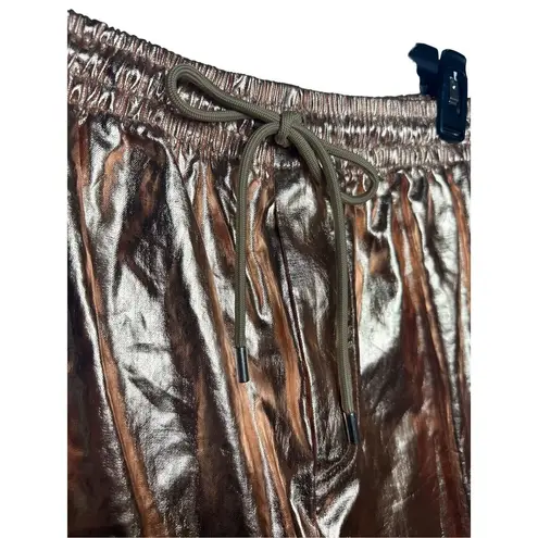 ALC Frank A.L.C. Ryder Metallic Gold 100% Linen Short Drawstring Sz Small Women's