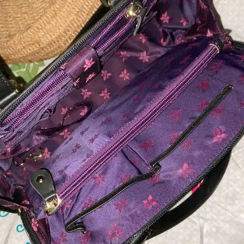 Anuschka LEOPARD WILDFLOWER Genuine Black Leather Crossbody + Handle Purse NWOT