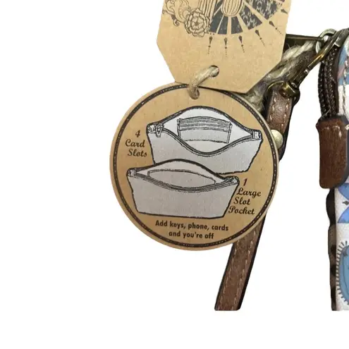 NWT! Catchfly Studio Floral and Animal Print Wristlet Essential Pouch Blue