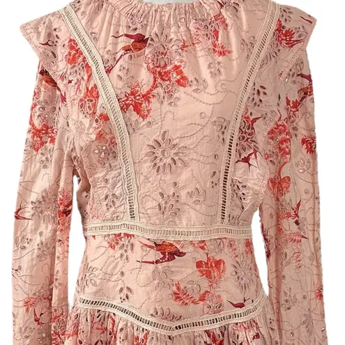 ALLSAINTS Victorian Aislyn Salvation Broderie Dress Size 8 Printed Floral Bird