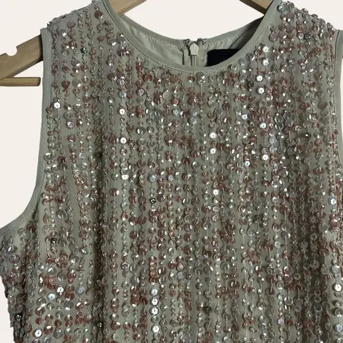 Mac Duggal 93603 Nude Sequined High Neck Sleeveless Column Gown Size 4