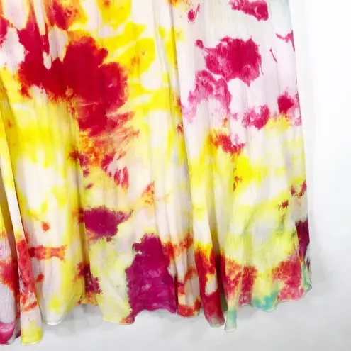 Ruby Rd Womens Plus Size 22W Skirt Tie Dye Ruby Jewel Midi Pink Yellow 1032 Pink