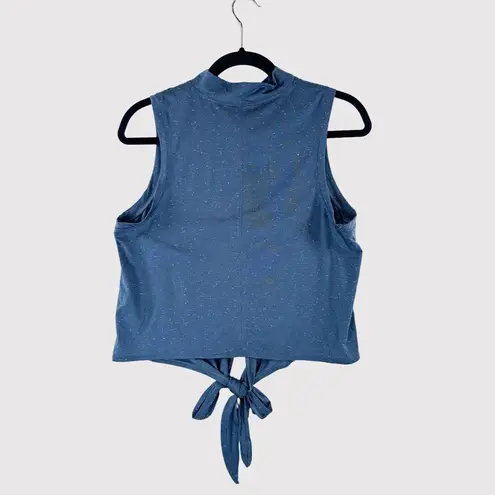 Lululemon Women Top Blue Time to Restore Mock Neck Tank Front Tie Stretch Size 8