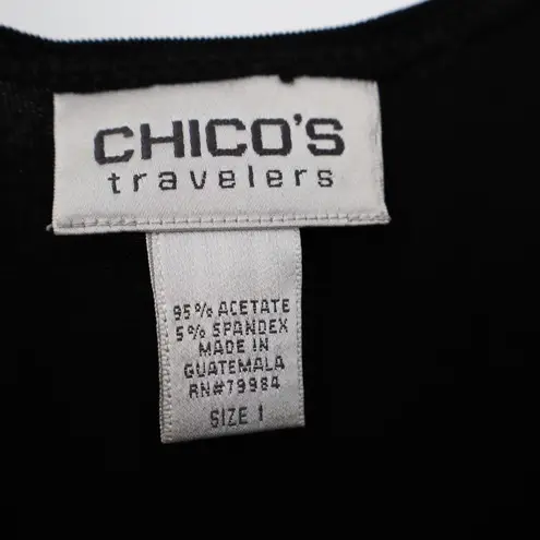 Chicos Travelers Black Tank Top Size 1 Acetate Spandex Sleeveless Basic