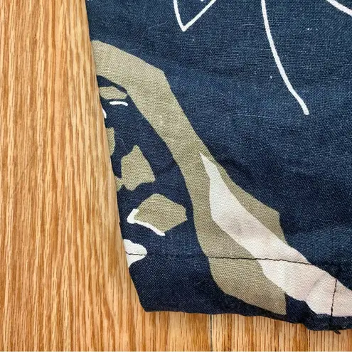 Rafaella Vintage Oversized Black Green Floral Ramie Blazer Womens 8