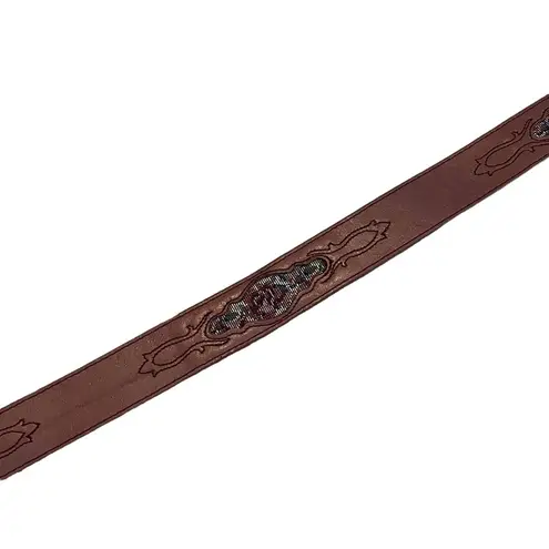 Vintage Leegin Silver Creek Collection Tapestry Floral Genuine Leather Belt