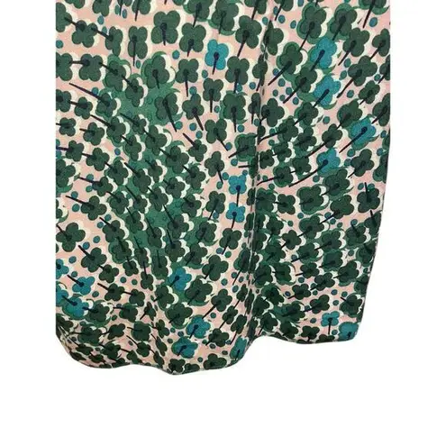 Boden Floral Kelly Green & Pink Four Leaf Clover Sheath Belted Tie Dress US 6R Size 6
