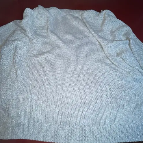 J. McLaughlin  Cardigan Womens XL Metallic Knit Open Front Pockets Shimmer Sparkle