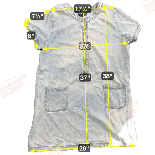 VTG Original TY Wear Women XL Denim Blue Jean Dress Button Front Pockets Thrash Size M