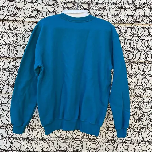 Vintage 90s Morning Sun Teal Dandelion Snowflakes in the Wind Sweatshirt MEDIUM