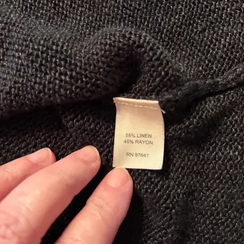 J Jill Sweater Cardigan Midi Black 55% Linen Women's Size M Boho Size M