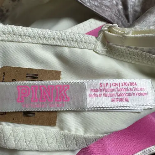 PINK - Victoria's Secret NWT Victoria's Secret PINK Satin Lightly Lined Corset Top Size S Creamer Camo