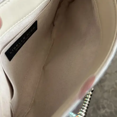 Liselle Kiss Chelsea Ball Chain Shoulder Bag, Iridescent Silver, Made in Italy White