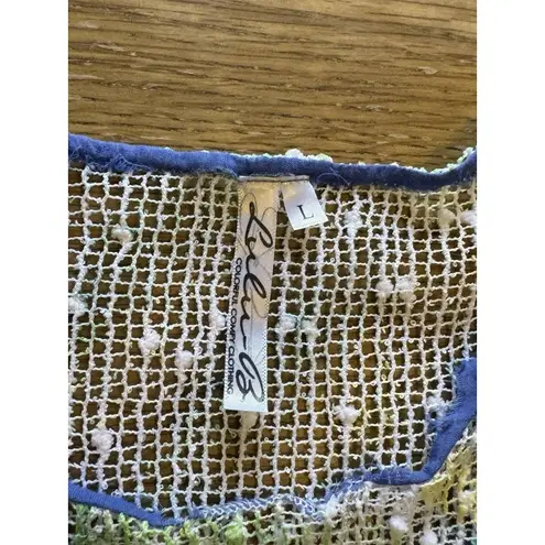 Lulu B Top Women Size Large Cover Up See Through 3/4 Sleeve Shirt Mesh Beach