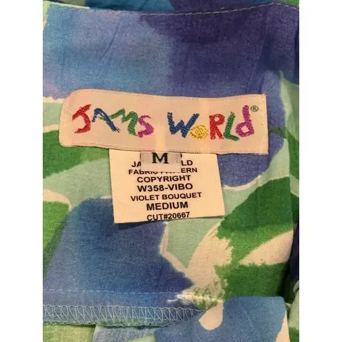 Jams World Vintage Violet Bouquet Spaghetti Strap Floral Ruffle Hem Sun Dress M