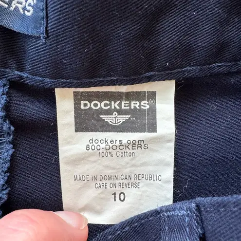 Dockers Navy Blue Classic High Natural Waist Pleated Chino Shorts Size 10 NWT