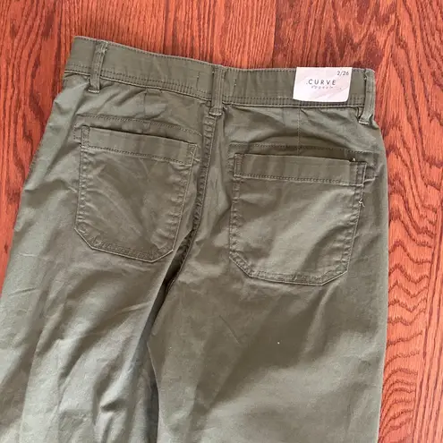 NWT Curve Appeal Utilitarian Army Green Cargo Straight Leg Pants Size 2 NEW