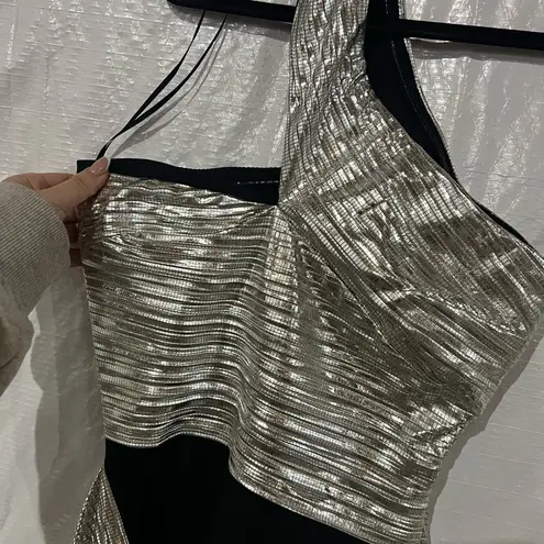 NWT David Koma Silver One Shoulder Lamé Mini Dress Size 6 UK / 2 US $1,460