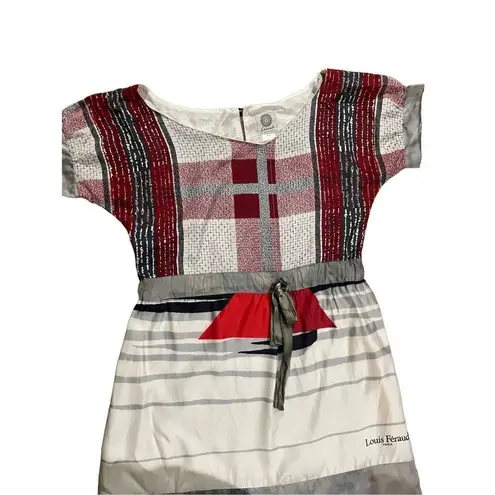 Launch by Susan Young abstract sailboat novelty 100% silk dress size XS Red