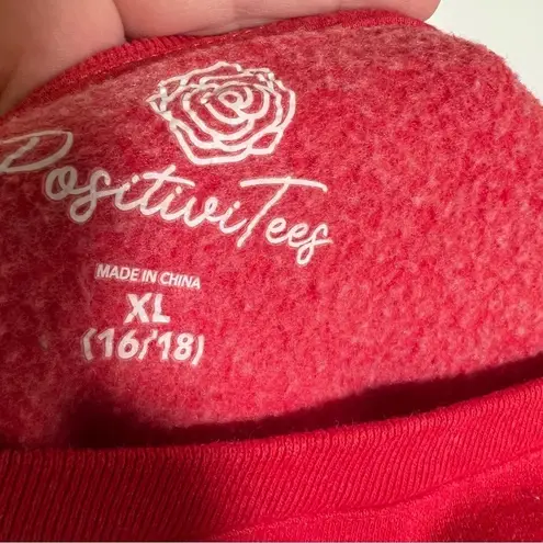 Positivitees Sweatshirt Love Heart Red White Size XL