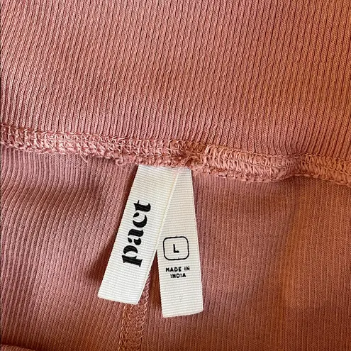 Pact High Waisted Ribbed Leggings in Clay Rose Pink Size L