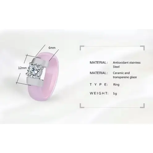 Boutique NEW Women’s 1Ct‎ Solitaire Synthetic Diamond White & Silver Ceramic Ring Size 7