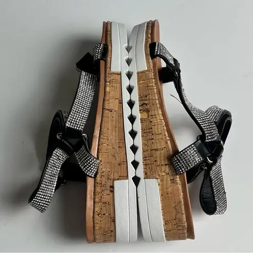 Catherine Malandrino Women's Bejeweled Low Heel Wedge Sandals Sz 6.5