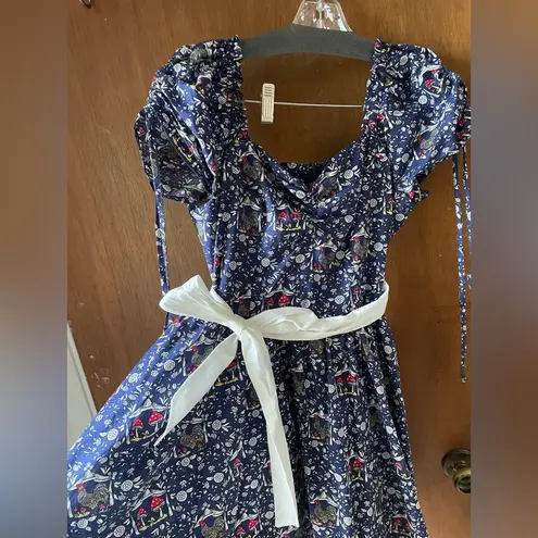 Unique Vintage  mushroom dress blue