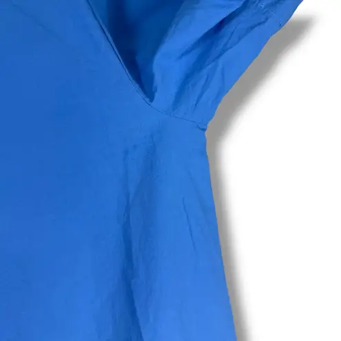 Eileen Fisher Blue Organic Cotton Collared Midi Shirt Dress L/G