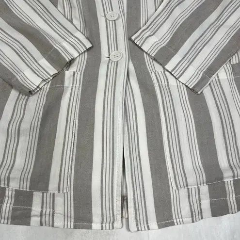 Torrid 1 Gray Striped Linen Blend 2 Button Lightweight Lined Blazer 1X 14/16