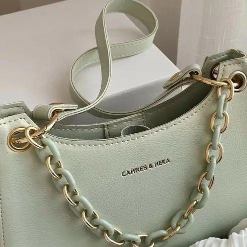 Cahres & Heka Mint Green Chain Strap Mini Handbag