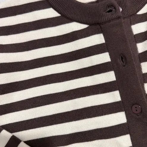 ZARA  women’s brown and beige striped cardigan Size large