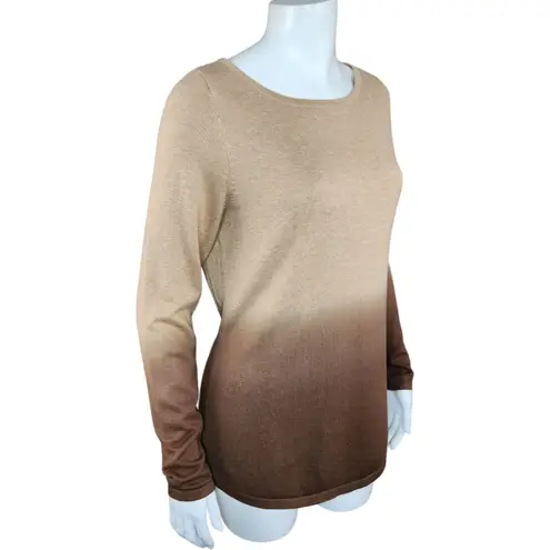 Belle By Kim Gravel Heathered Dip Dye Sweater Brown Coffee Bean XX