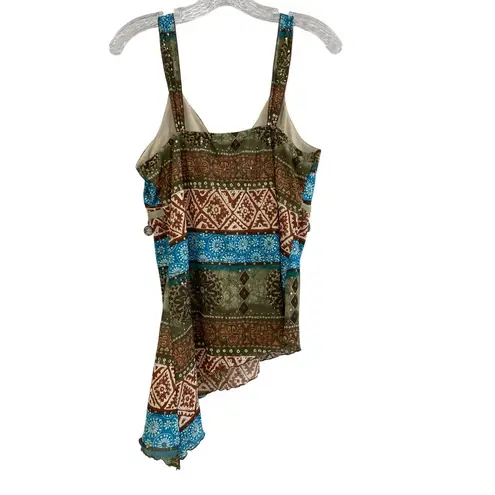 Vintage Y2K Avant Garde Beaded Babydoll Sleeveless Top Size M Coquette V Neck Green Size M