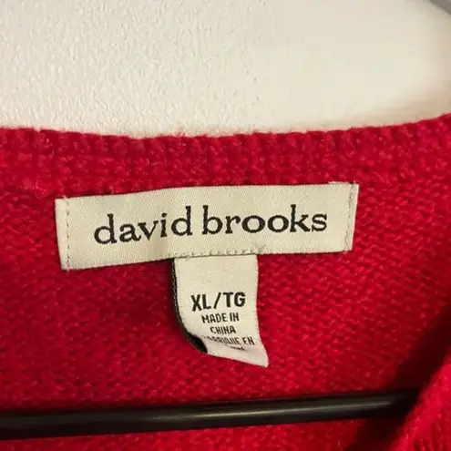 Ugly Christmas Sweater Vintage David Brooks Red Holiday Snowflake Penguin