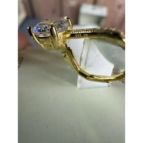 NIB Isabella M Sterling Silver Vermeil Cubic Zirconia Drop Earrings Leverback Gold