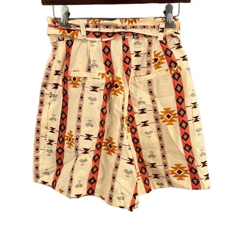 Never Fully Dressed Bridget Shorts Cream Multi Paperbag Waist US 6 New Red