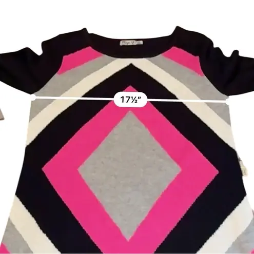 Eliza J NWT Geometric Sweater Dress Pink Gray Long Sleeve Women’s Size Medium