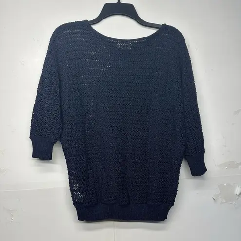 Jones New York  Women's Sweater Size Medium Navy Blue Open Knit