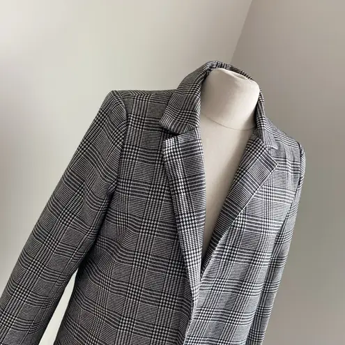 Missguided Houndstooth Blazer Womens Sz 6 Black White Metallic Classic