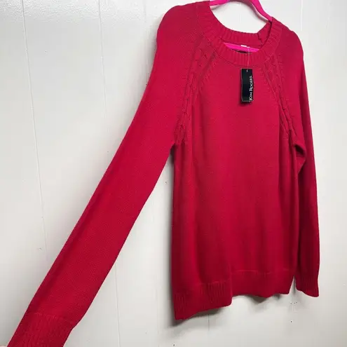 kim rogers  Cotton Red Pullover Knit Women's Sweater Size Medium Breathable