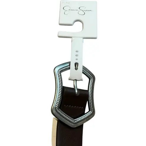 Jessica Simpson  Belt Womens Small 4-6 Brown Faux Leather Silver Buckle $33 NWT