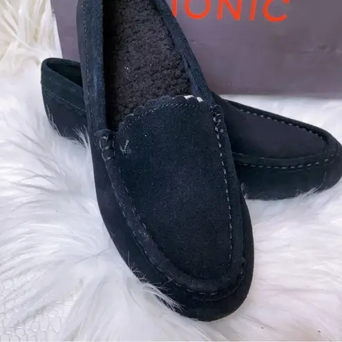 Vionic Womens McKenzie Suede Comfort Loafers Balck Size 5