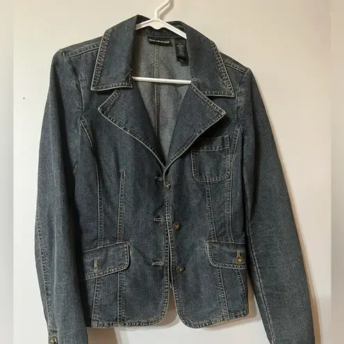 DKNY Jeans Medium Wash Fitted Denim Blazer Jacket Size Medium