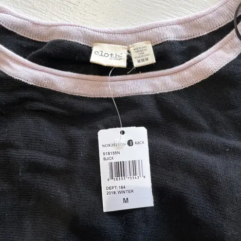 Cloth by Design New Convertible Side Slit Sweater Contrast Trim Black Purple