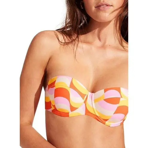 Seafolly Underwire Bustier Bralette Bikini Top Swimsuit Modern Take Mandarin NWT