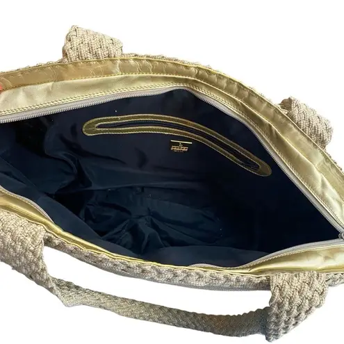 De Vecchi By Hamilton Hodge Woven Top Zip Beach Bag Natural Beige Italian Made Tan