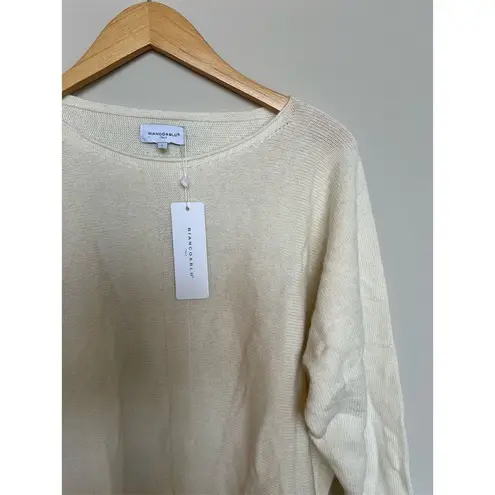 NWT Bianco & Blu Italy Merino Wool & Cashmere Blend Sweater Size L White Size L